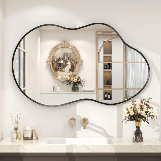 Asymmetrical Cloud High-Strength Aluminum Alloy Framed Easy French Mounted Wall Mirror