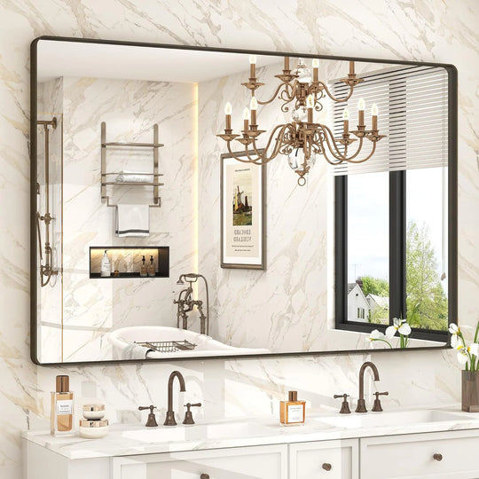 Aluminum Alloy Framed Tempered Glass Wall Decor Vanity Bathroom Mirror
