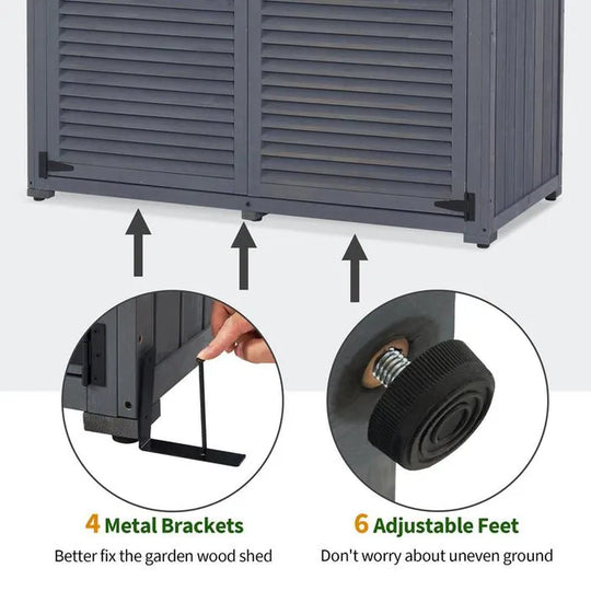 Outdoor Storage Cabinet Shed, Shuttered Doors with Lock, Wooden 0709 / 0808 / 1900