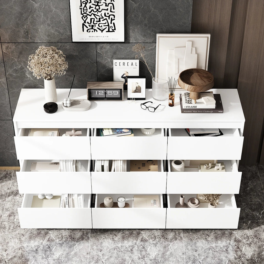 63"W 9 Drawer Dresser Accent Dresser for Living Room Bedroom Chest