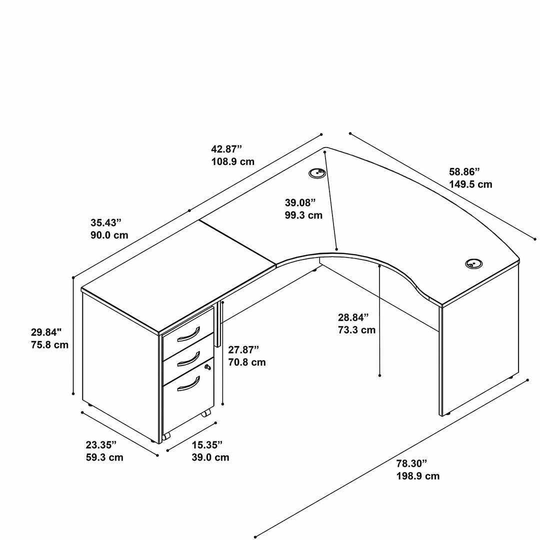 Series C Left Handed L Desk with Drawers by