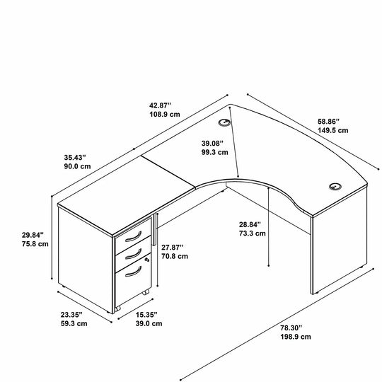 Series C Left Handed L Desk with Drawers by