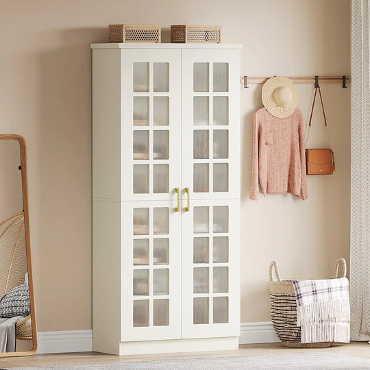 8-Tier Modern Shoe Storage Cabinet with Doors and Adjustable Shelves