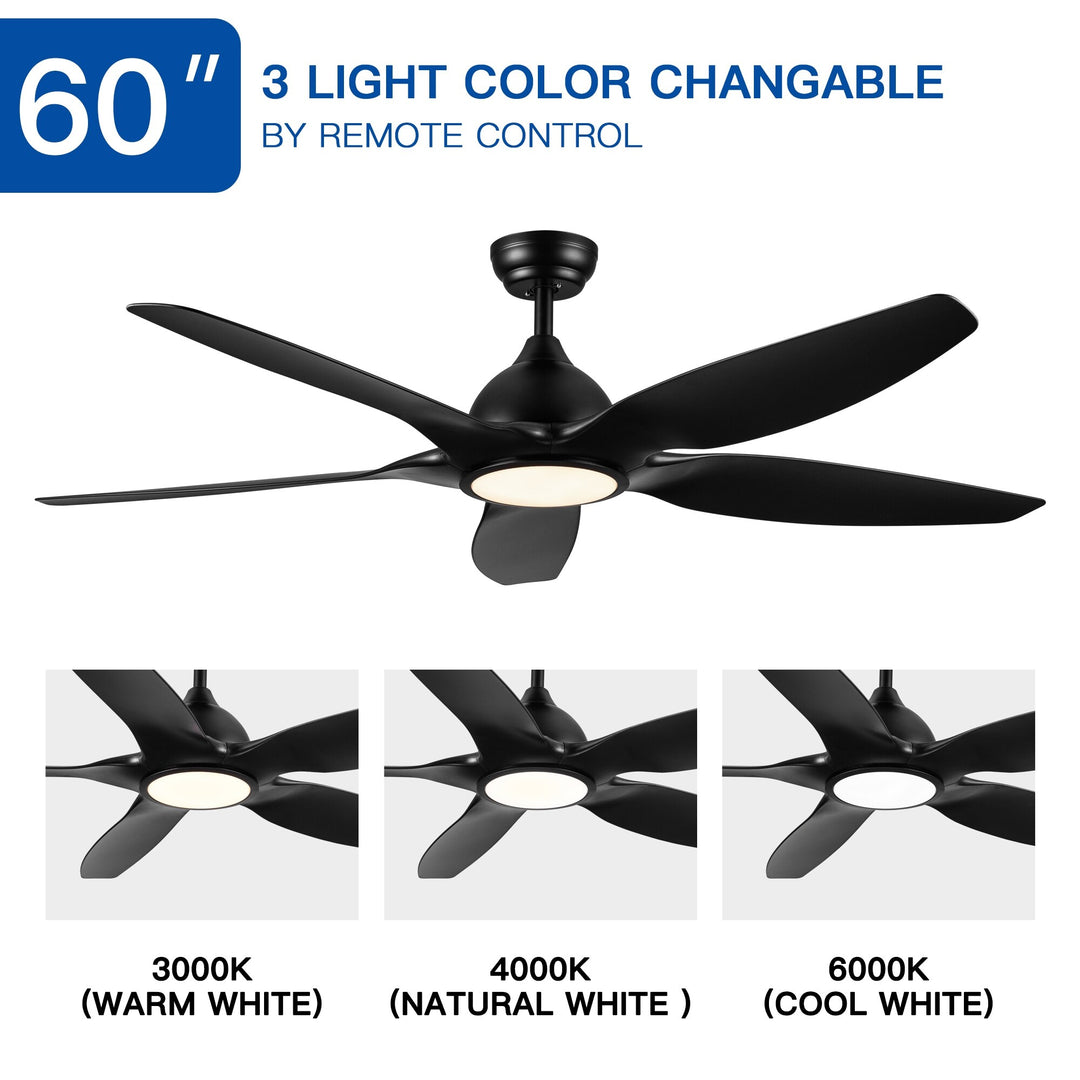 Sofucor 52/60 Inch Ceiling Fan with Integrated LED Light and Remote Control Quiet DC Motor