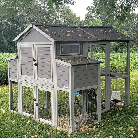 25.7 Square Feet Chicken Coop with Chicken Run for up to 10 Chickens