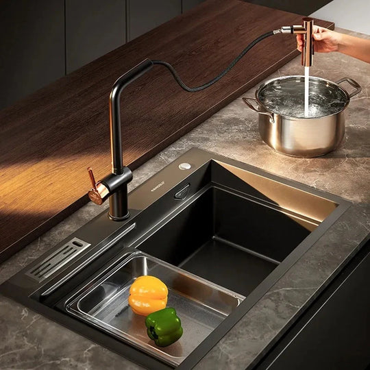 Kitchen Faucet with Pull down Sprayer, Cold & Hot Water Function