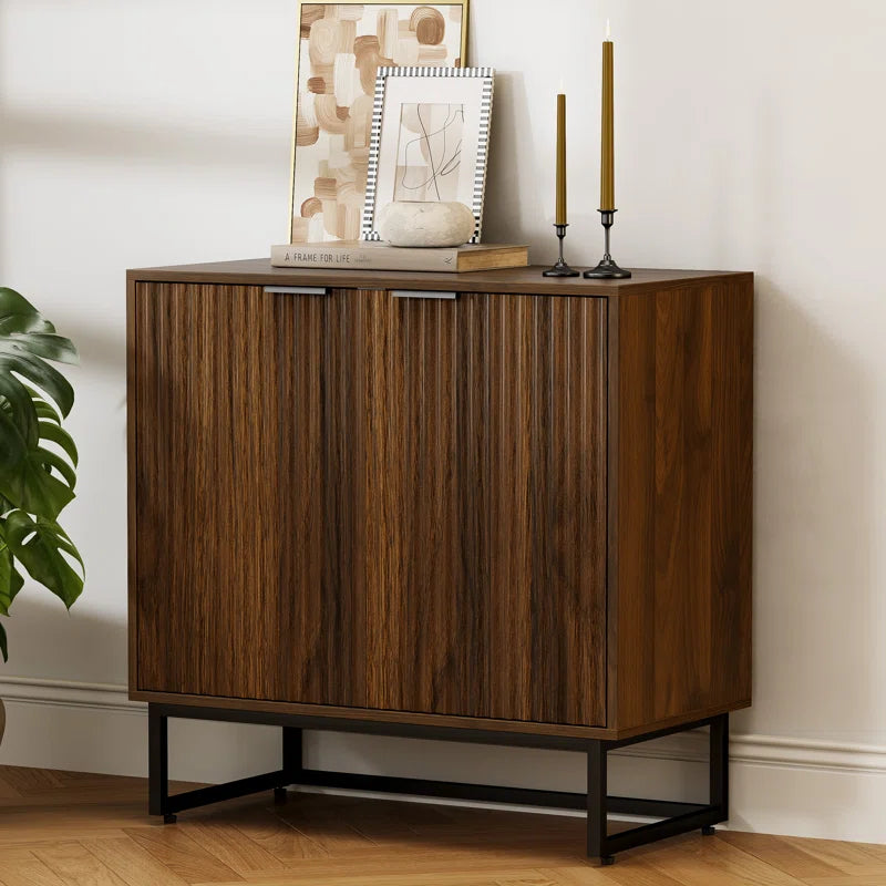 Neketa Wood Accent Cabinet with Metal Base