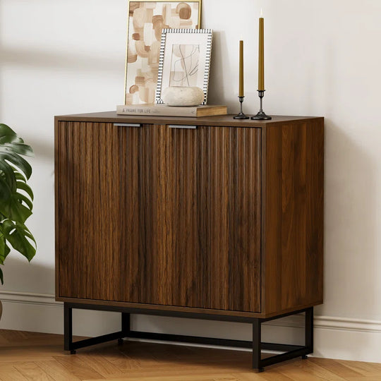 Neketa Wood Accent Cabinet with Metal Base