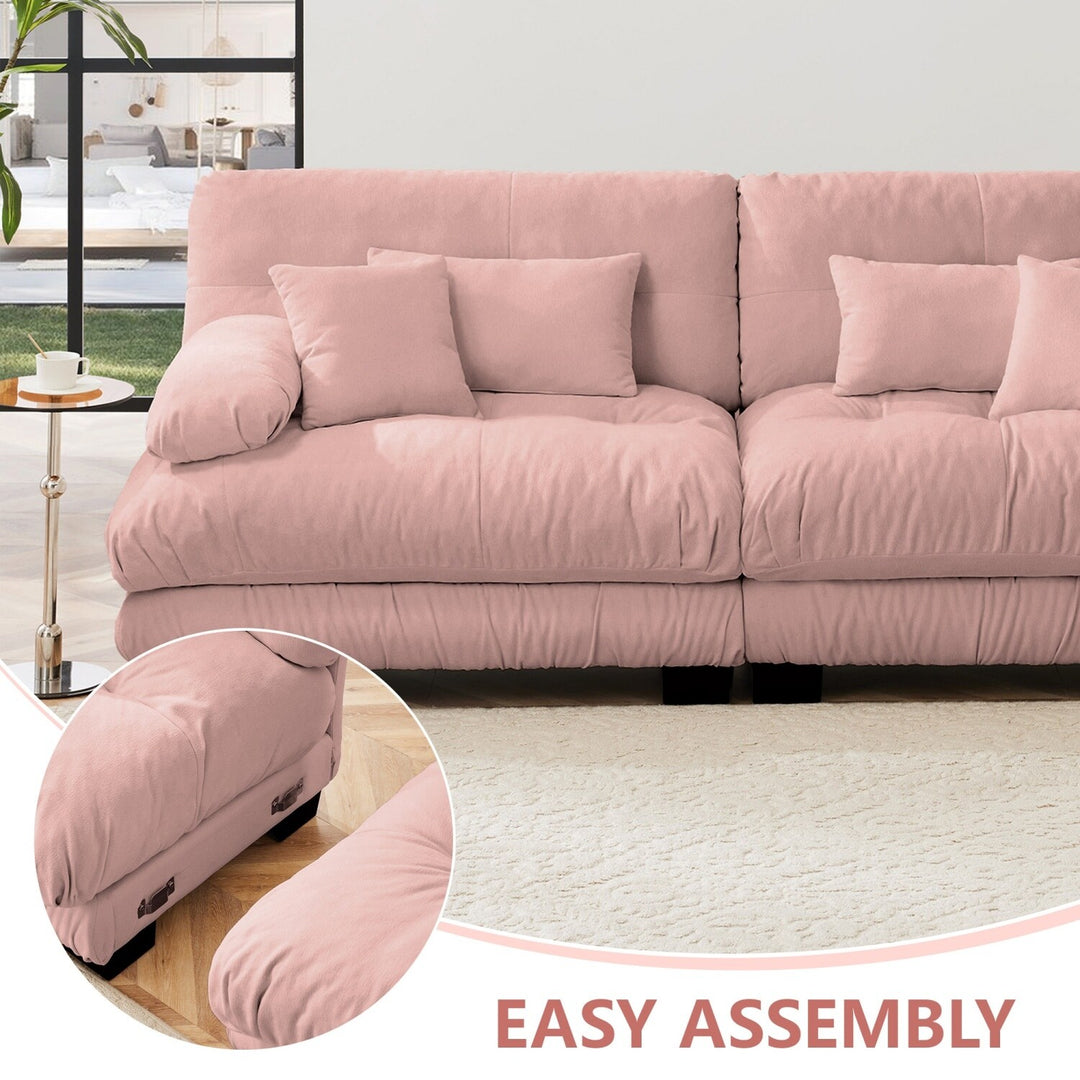 Luxury Chenille Modular Upholstered Sectional Sofa Couch with Convertible Ottoman