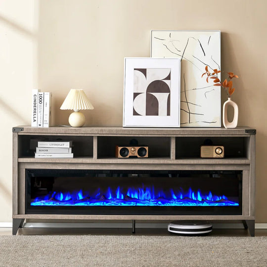 Bowrah TV Stand for Tvs up to 75" with Electric Fireplace Included