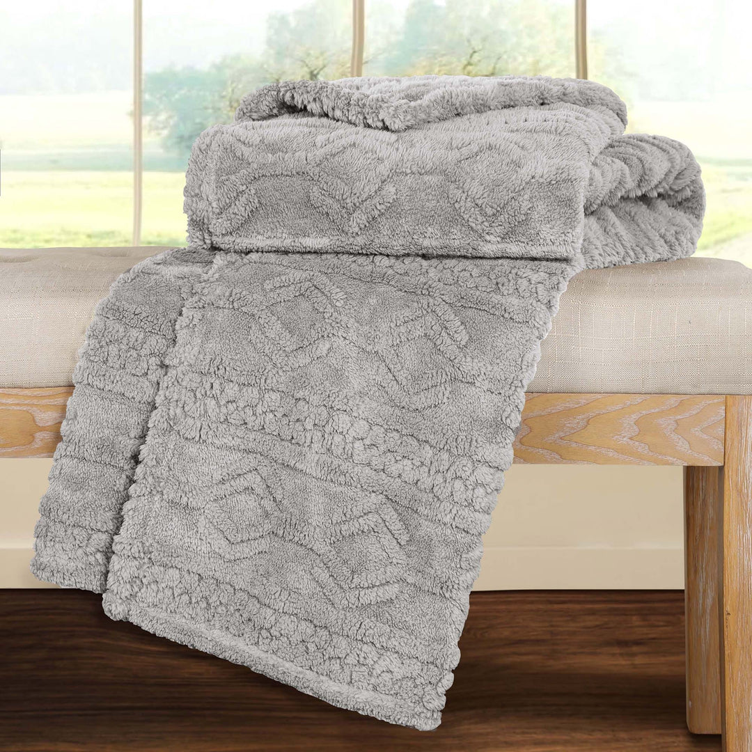 Arctic Boho Jacquard Plush Fluffy Fleece Blanket