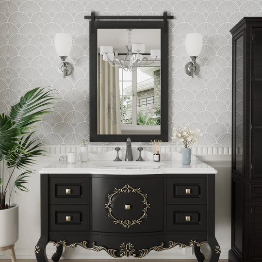 Farmhouse Barn Door Solid Wood Frame Bathroom Vanity Wall Mirror