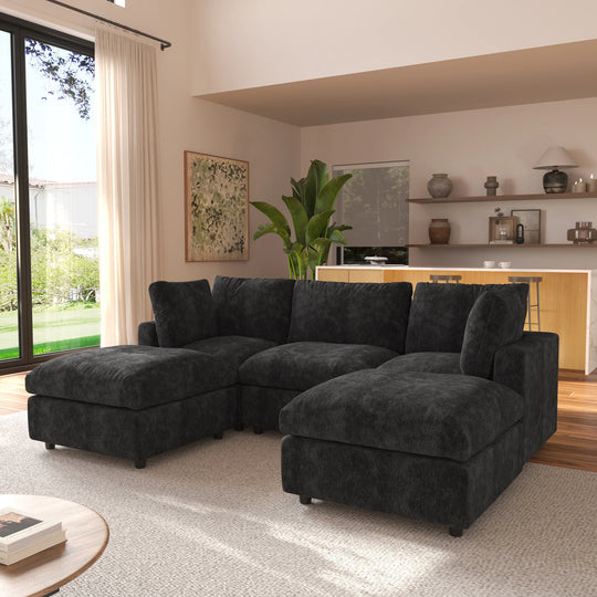 Modern Cloud Sectional Couches for Living Room Set, Chenille U-Shaped Sofa Couch