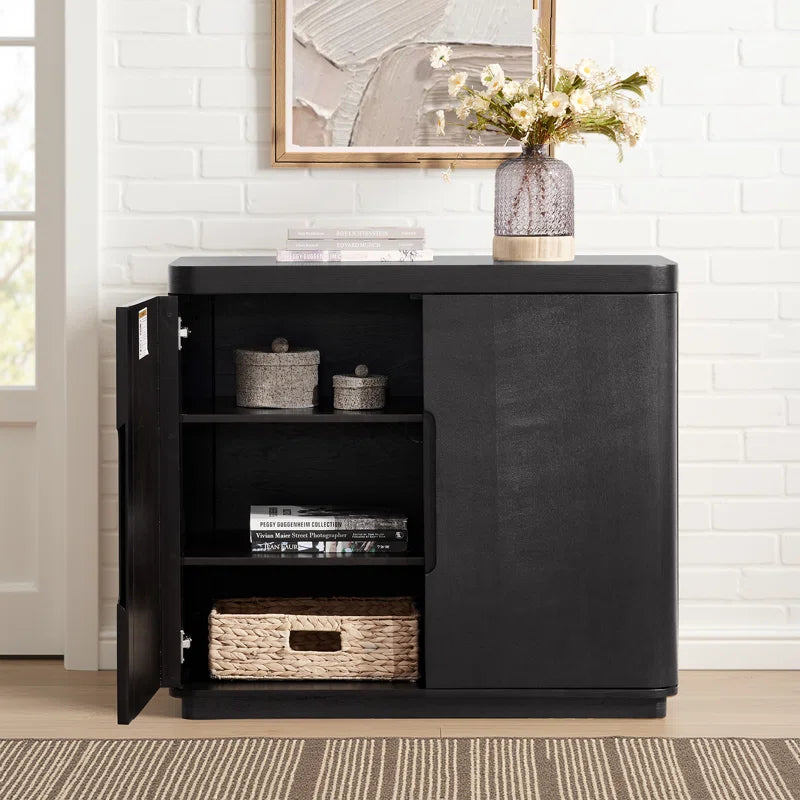 Waynesville 36"W 2-Door Modern Oak Wood Cabinet with Adjustable Shelves