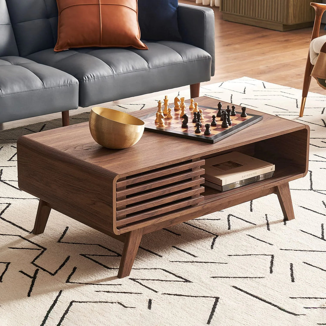 Mopio Ensley Mid-Century Modern Coffee Table with Dual Side Storage, Centerpiece for Your Living Room