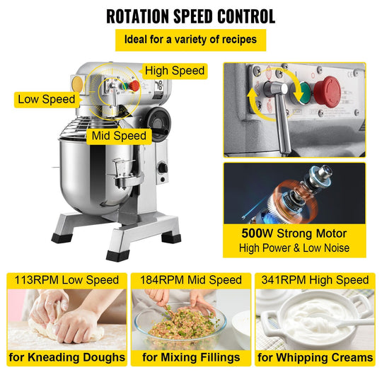 Commercial Food Mixer, 15Qt Commercial Mixer with Timing Function