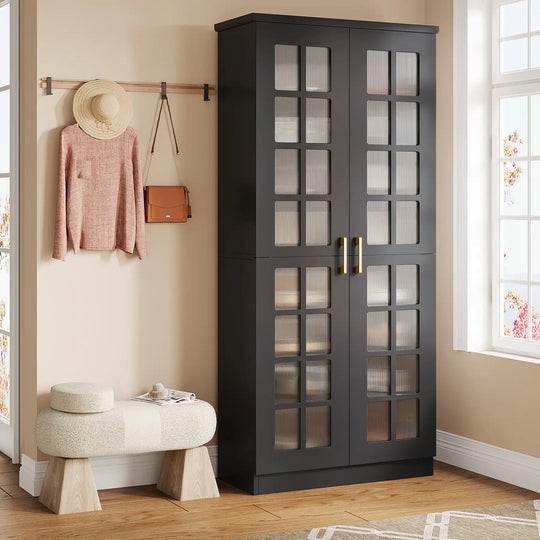 8-Tier Modern Shoe Storage Cabinet with Doors and Adjustable Shelves