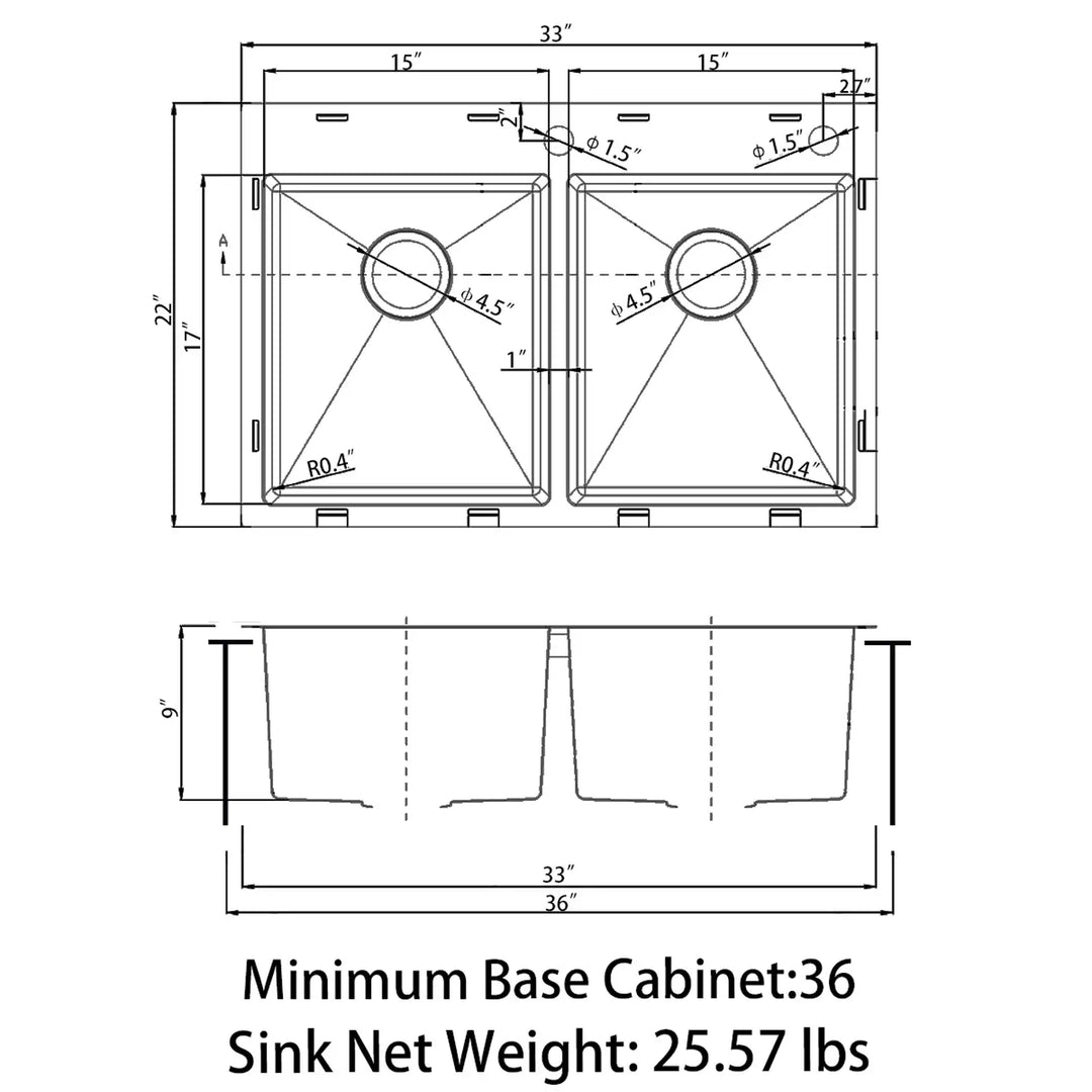Drop in Double Bowl 304 Stainless Steel Kitchen Sink