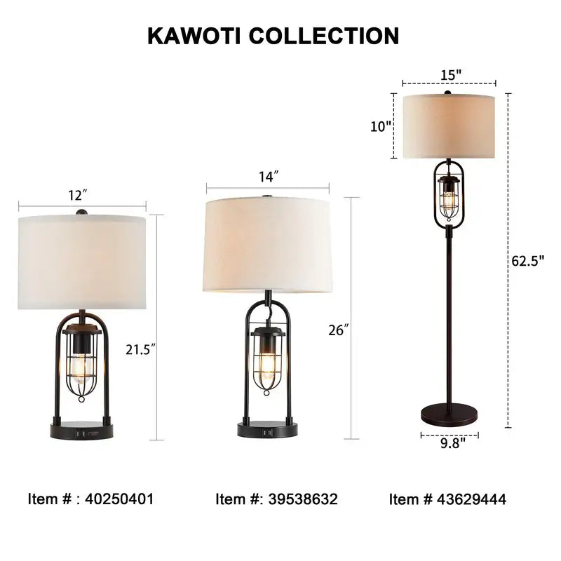 62.5 Inch Bronze Standard Floor Lamp with Night Light