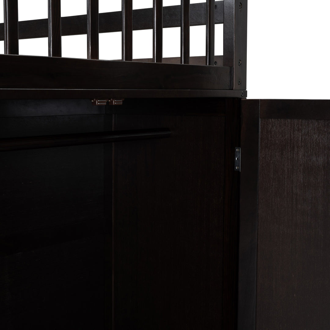 L-Shaped Bunk Bed with Three Drawers, Portable Desk and Wardrobe, Twin-Twin over Full Design