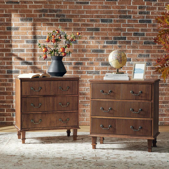 Kaybri 28"W Solid Paulownia Wood 4-Drawer End Table with Charging Station and Simple Assembly
