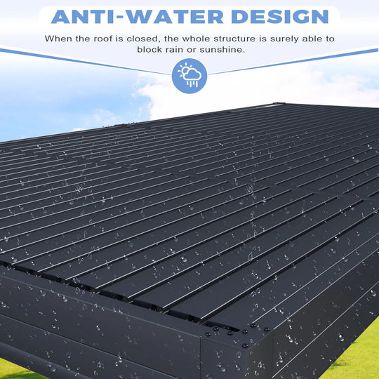 Outdoor Louvered Pergola Gazebo with Adjustable Aluminum Rainproof Roof and Pull-Down Screen