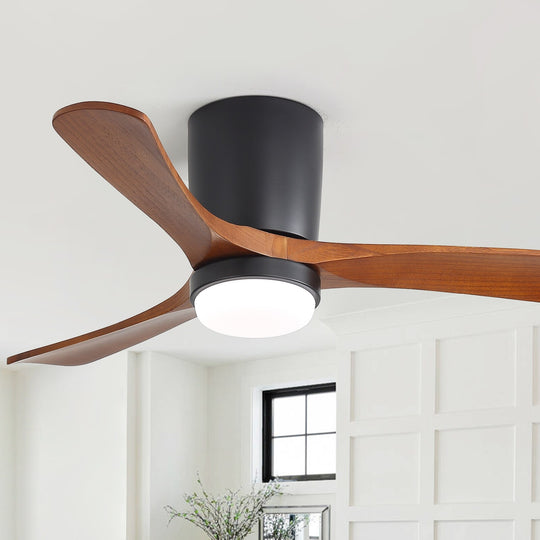 Sofucor 42"/48"/ 52"/60"Noiseless Walnut Wood Ceiling Fan with Remote Control, Integrated Light Optional