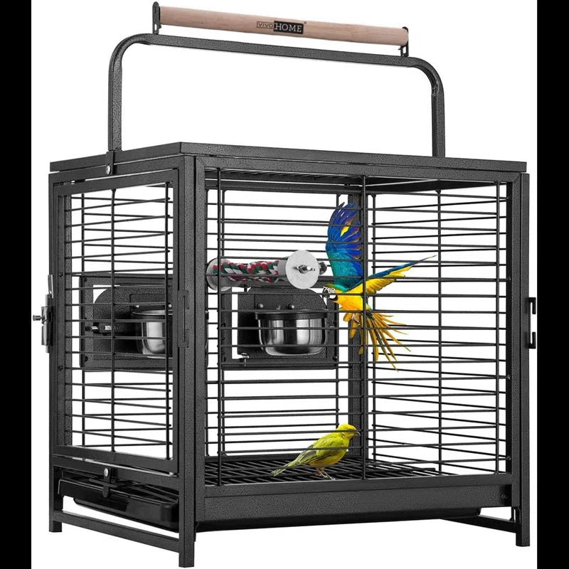 Zora 25.6'' Steel Flat Top Travel Bird Cage with Perch