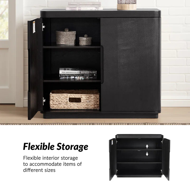 Waynesville 36"W 2-Door Modern Oak Wood Cabinet with Adjustable Shelves
