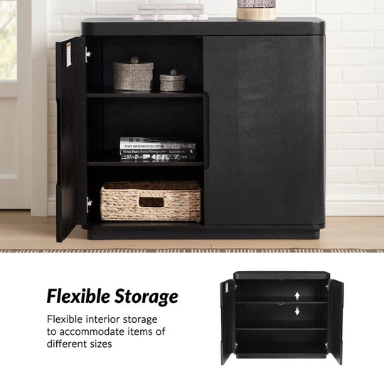 Waynesville 36"W 2-Door Modern Oak Wood Cabinet with Adjustable Shelves