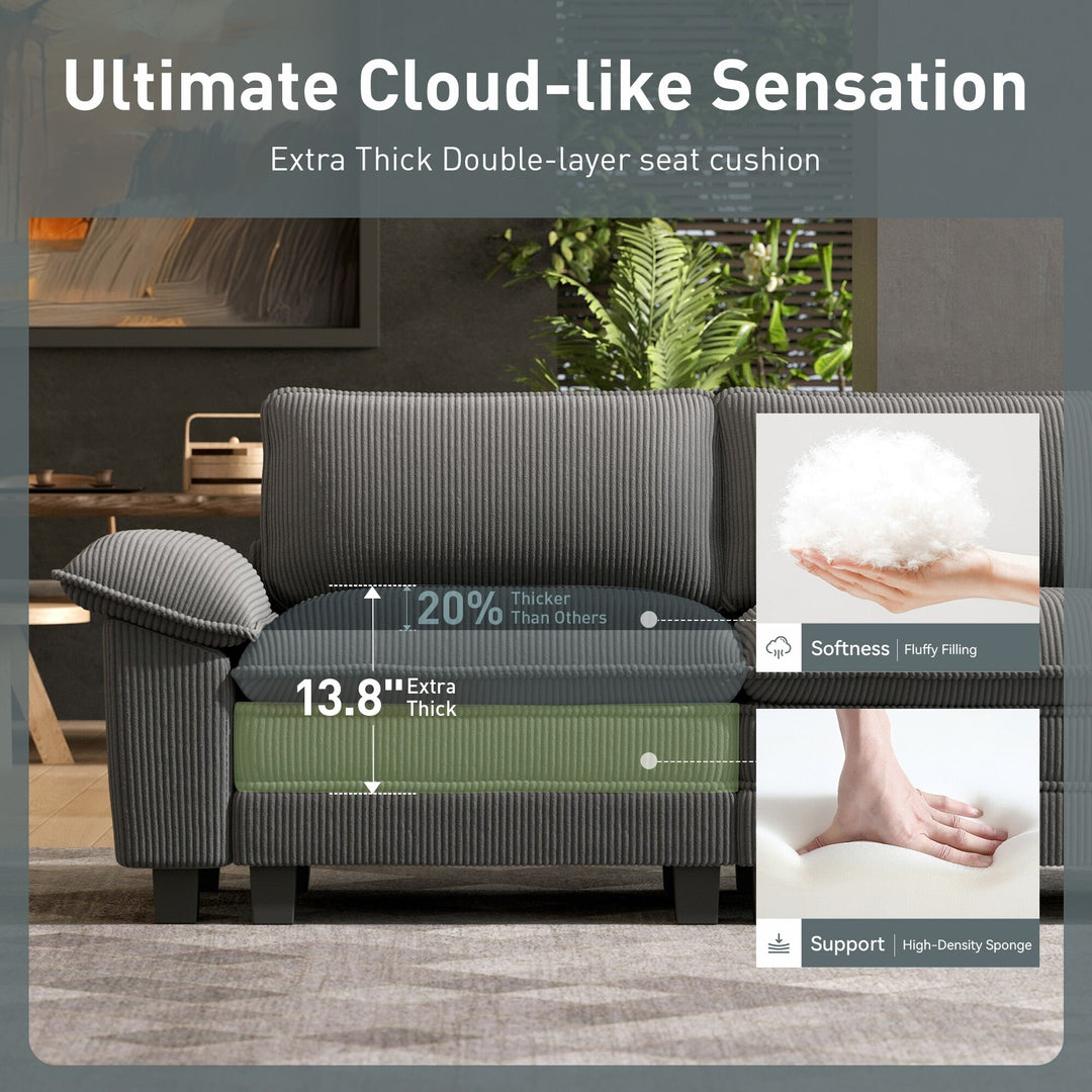 Cloud Modular Deep Seat Sofa, Chenille or Corduroy Sectional Couch with Removable Arms, 1–4 Seater