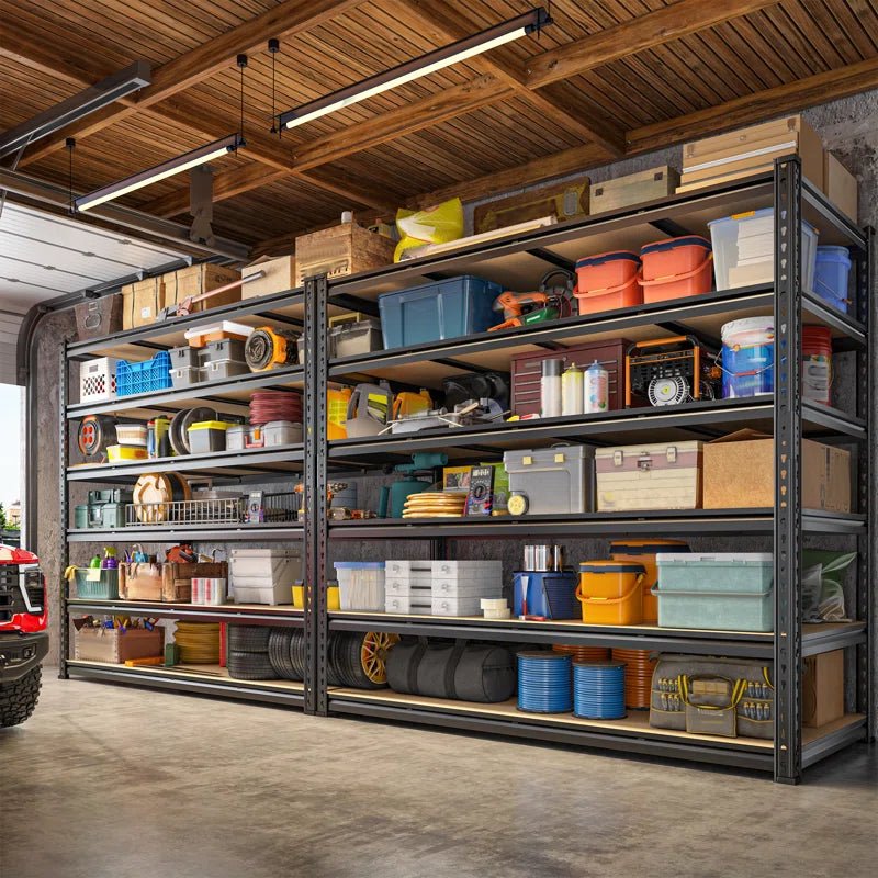 Extra Wide Heavy Duty Storage Shelves - Adjustable Garage Shelving Unit, Large Capacity, Tool-Free Assembly