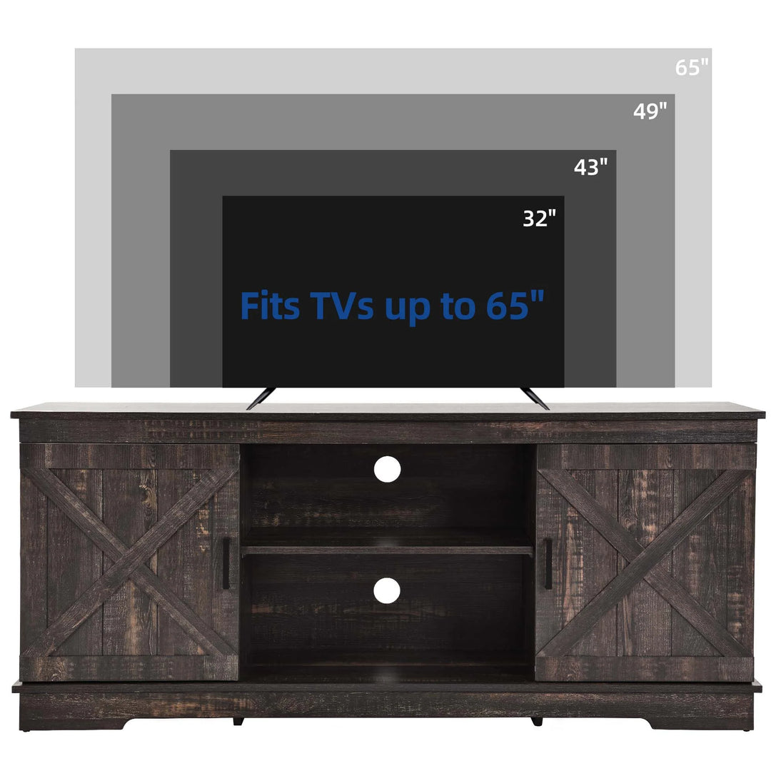 Farmhouse TV Stand with Barn Door Media Console Entertainment Center with Storage Cabinets