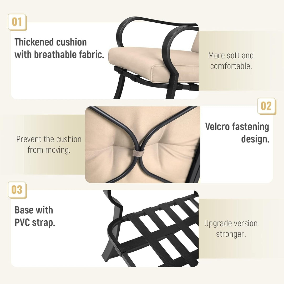 3 Piece Outdoor Conversation Set Patio Bistro Set Rocking Chairs with Coffee Table