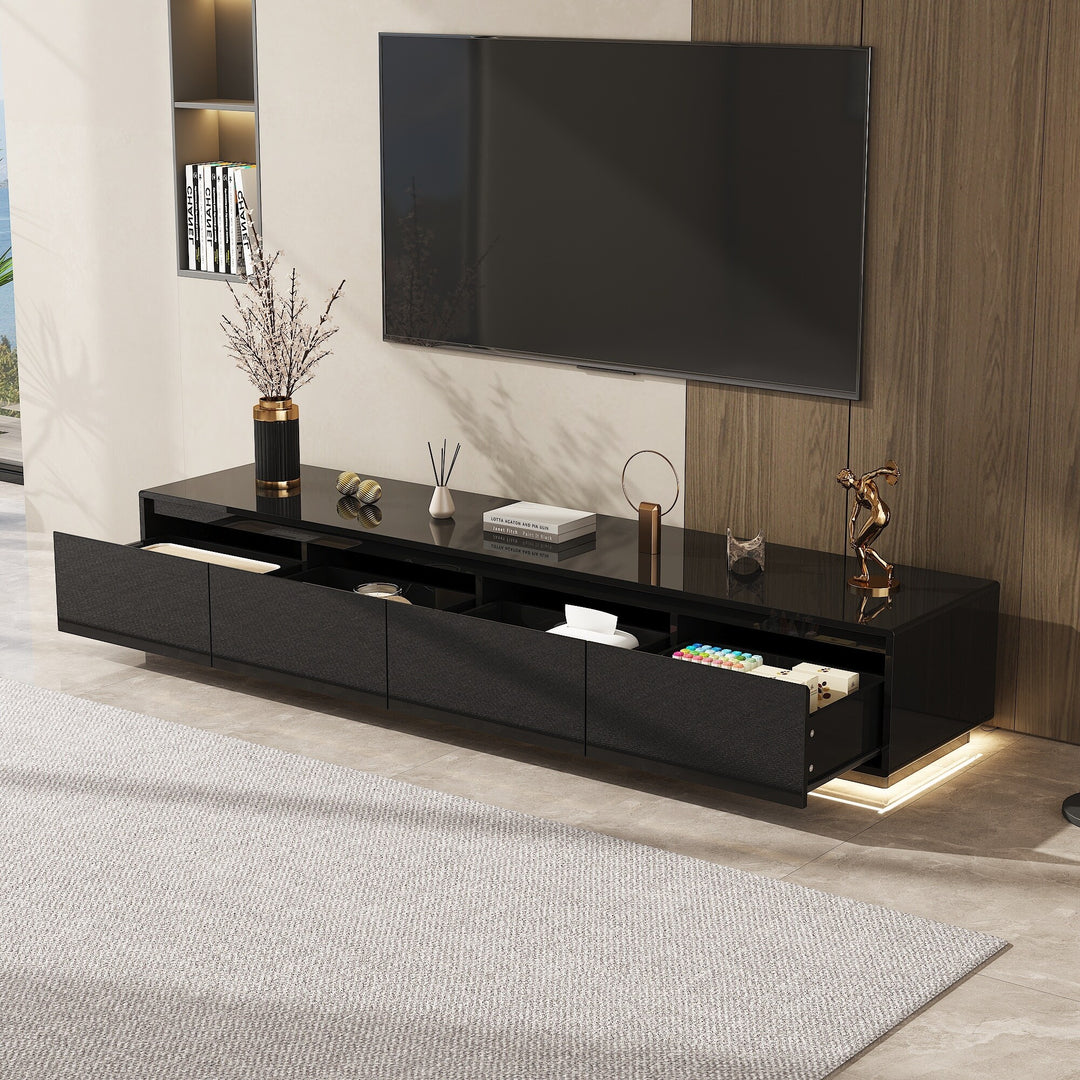 Chic Led-Lit Media Console for Stylish Homes Entertainmnet Center - 70.9"
