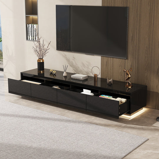 Chic Led-Lit Media Console for Stylish Homes Entertainmnet Center - 70.9"