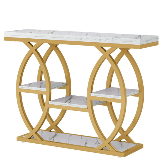 39.4" Console Table, 4-Tier Sofa Table Entryway Table for Small Spaces