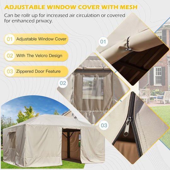 Hardtop Wood Gazebo with Double Roof – Free Dust Cover with 12X16 or 12X20 Model – Waterproof Outdoor Gazebo