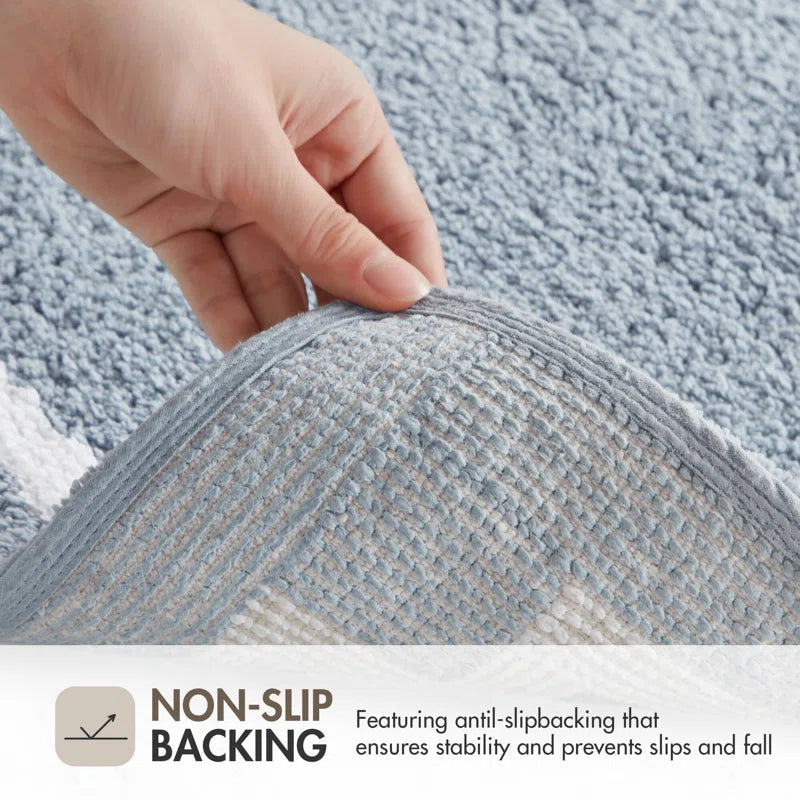 Evan 100% Cotton Tufted Bath Rug with Non-Slip Backing