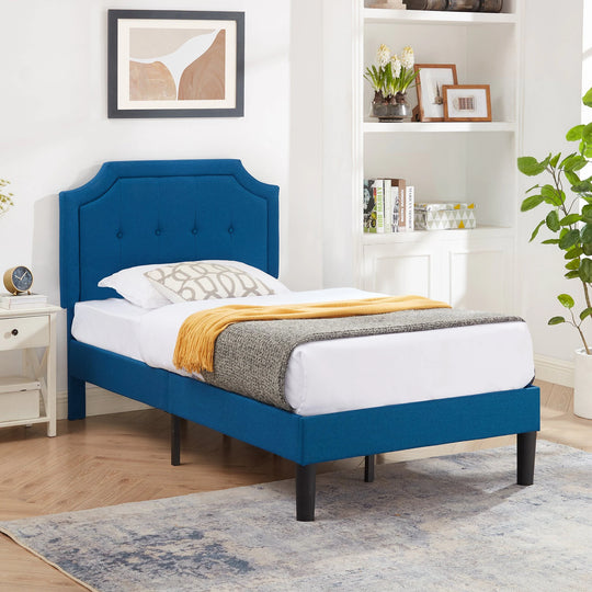 Javlergo Modern Upholstered Bed Frame with Height Adjustable Headboard Heavy-Duty Frame No Box Spring Needed