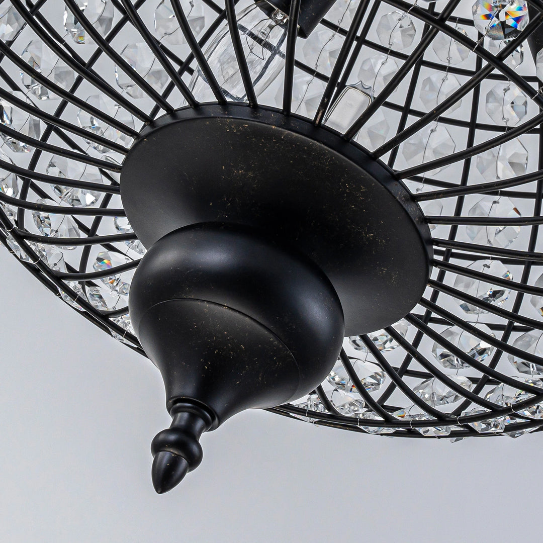 Retro French 4/5-Light Antique Brass Globe Crystal Chandelier for Living/Dining Room