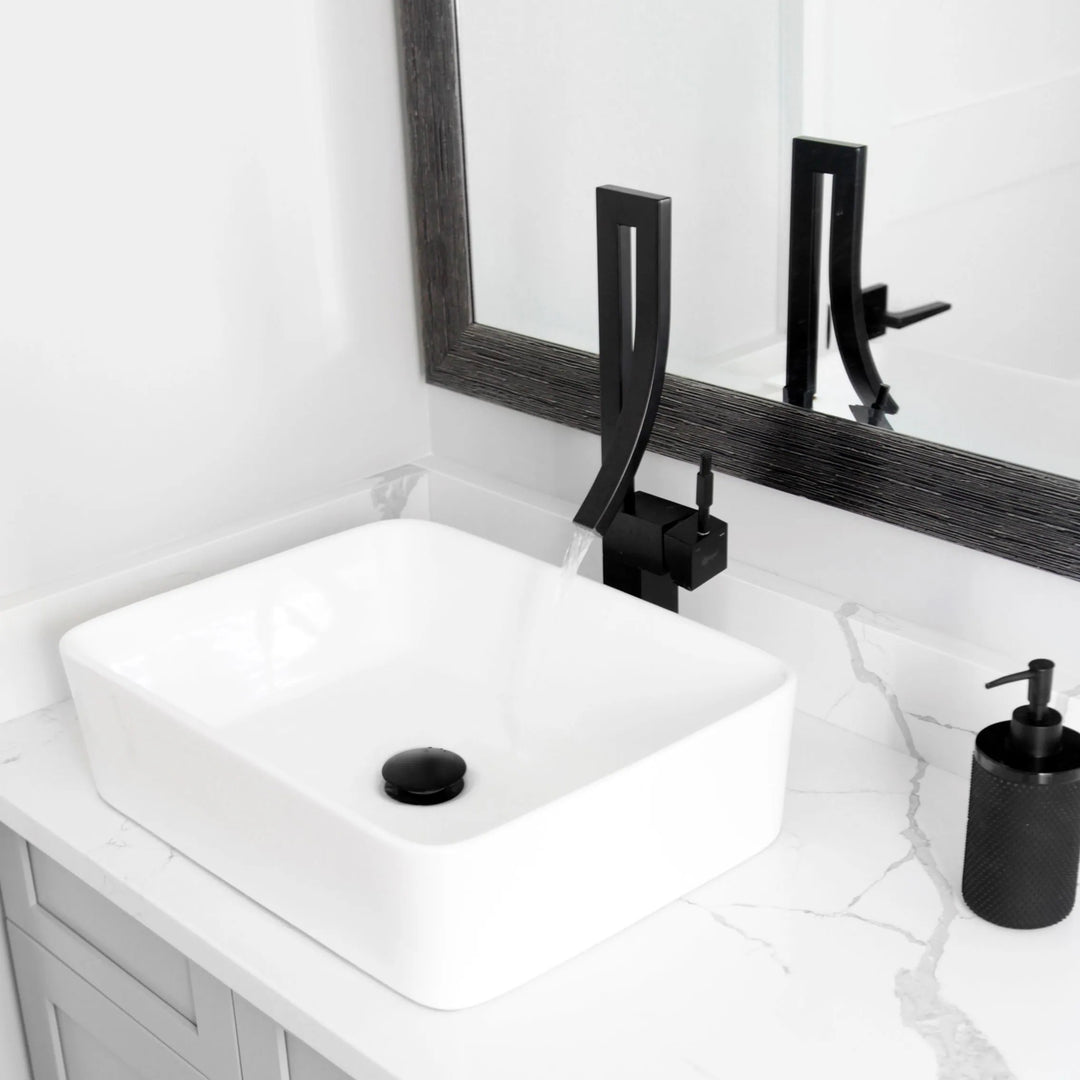Single Handle Bathroom Faucet for Single Hole Brass Vessel Mixer Tap - Faucet Height: 17 1/2" Spout Height: 8"