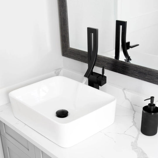 Single Handle Bathroom Faucet for Single Hole Brass Vessel Mixer Tap - Faucet Height: 17 1/2" Spout Height: 8"
