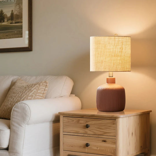 Fluted Ceramic Table Lamp (H18.25" X W10" X D10")
