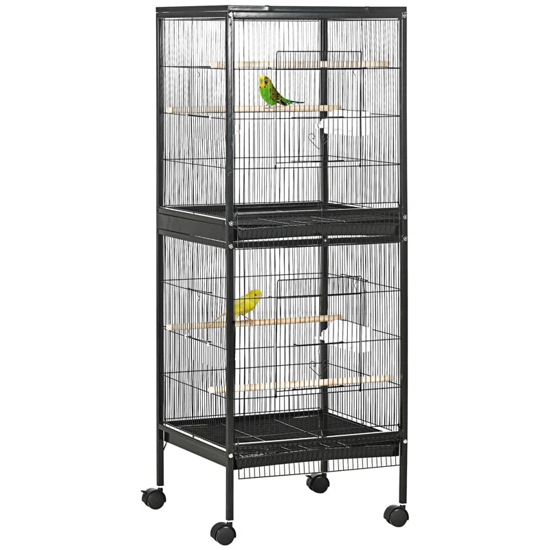 Braylynn 55" Steel Flat Top Floor Bird Cage with Wheels