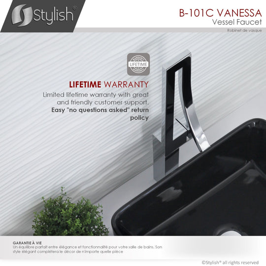 Single Handle Bathroom Faucet for Single Hole Brass Vessel Mixer Tap - Faucet Height: 17 1/2" Spout Height: 8"