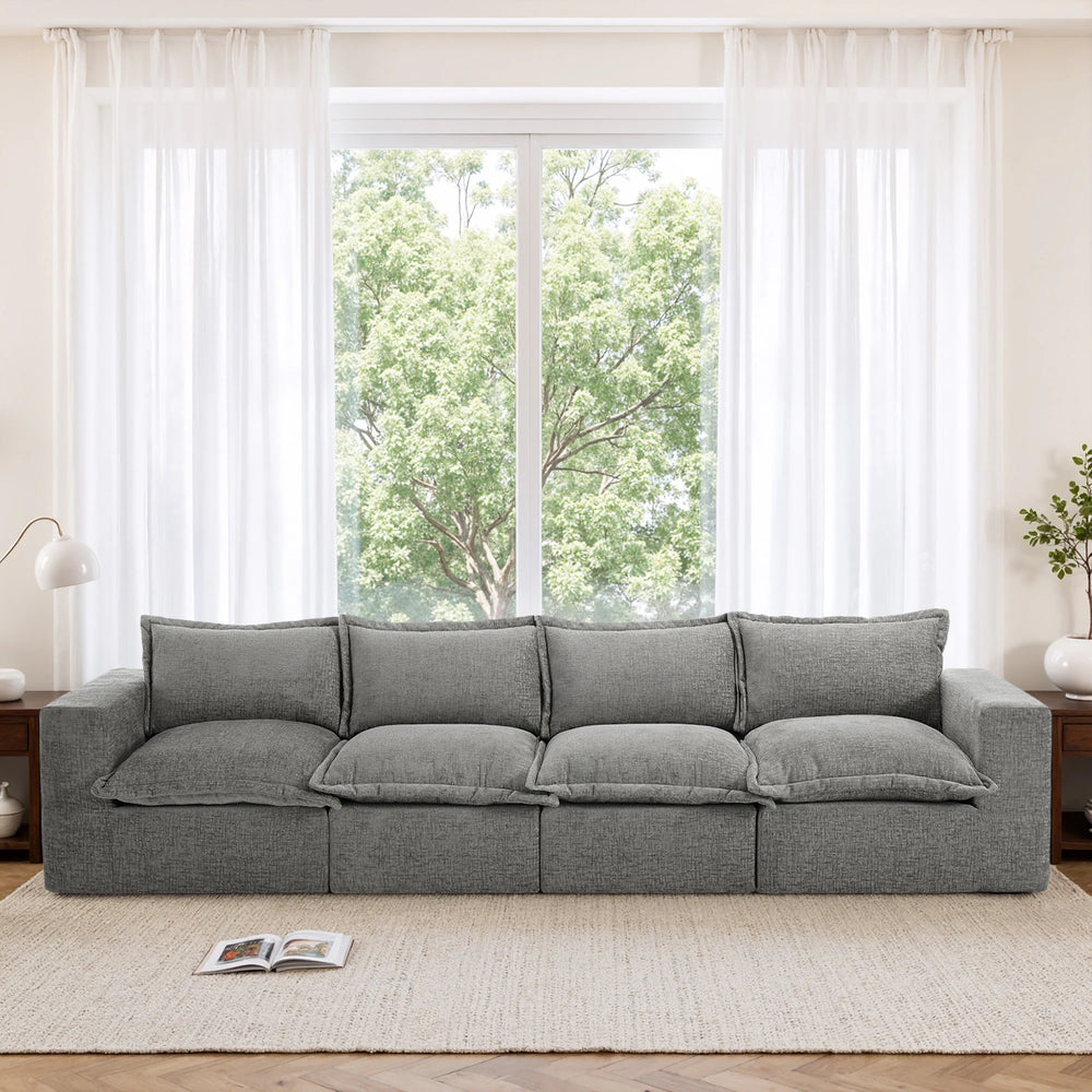 No Assembly Chenille Modular Sectional Sofa Comfy Cloud Couch