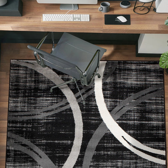 Contemporary Abstract Circles Design Area Rug