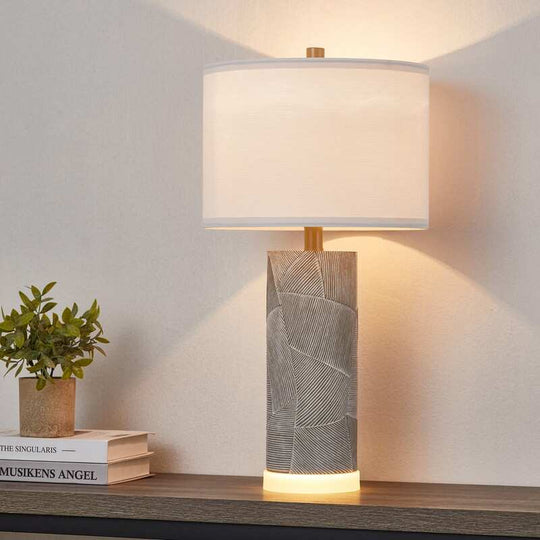 23.25 Inch Grey with Distressed White Table Lamp Set with Bulbs