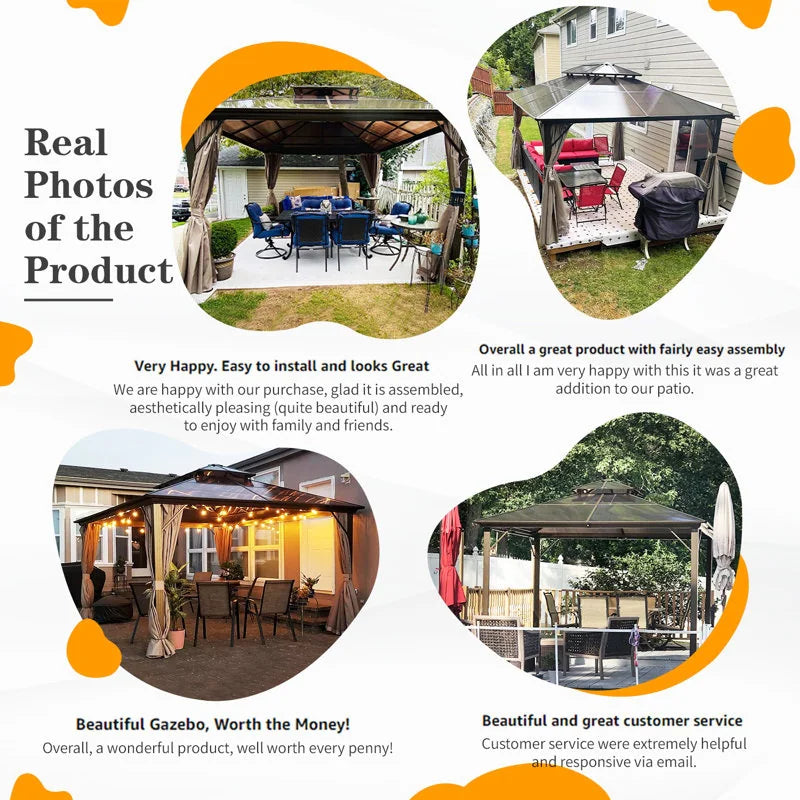 Hardtop Wood Gazebo with Double Roof – Free Dust Cover with 12X16 or 12X20 Model – Waterproof Outdoor Gazebo